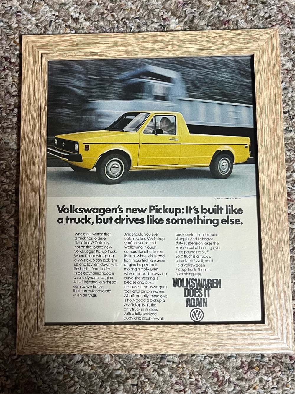 Volkswagen Yellow Pickup Framed Print - Volkswagen